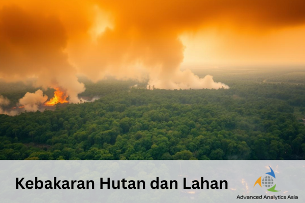 Kebakaran hutan dan lahan dengan asap tebal menyelimuti area hutan